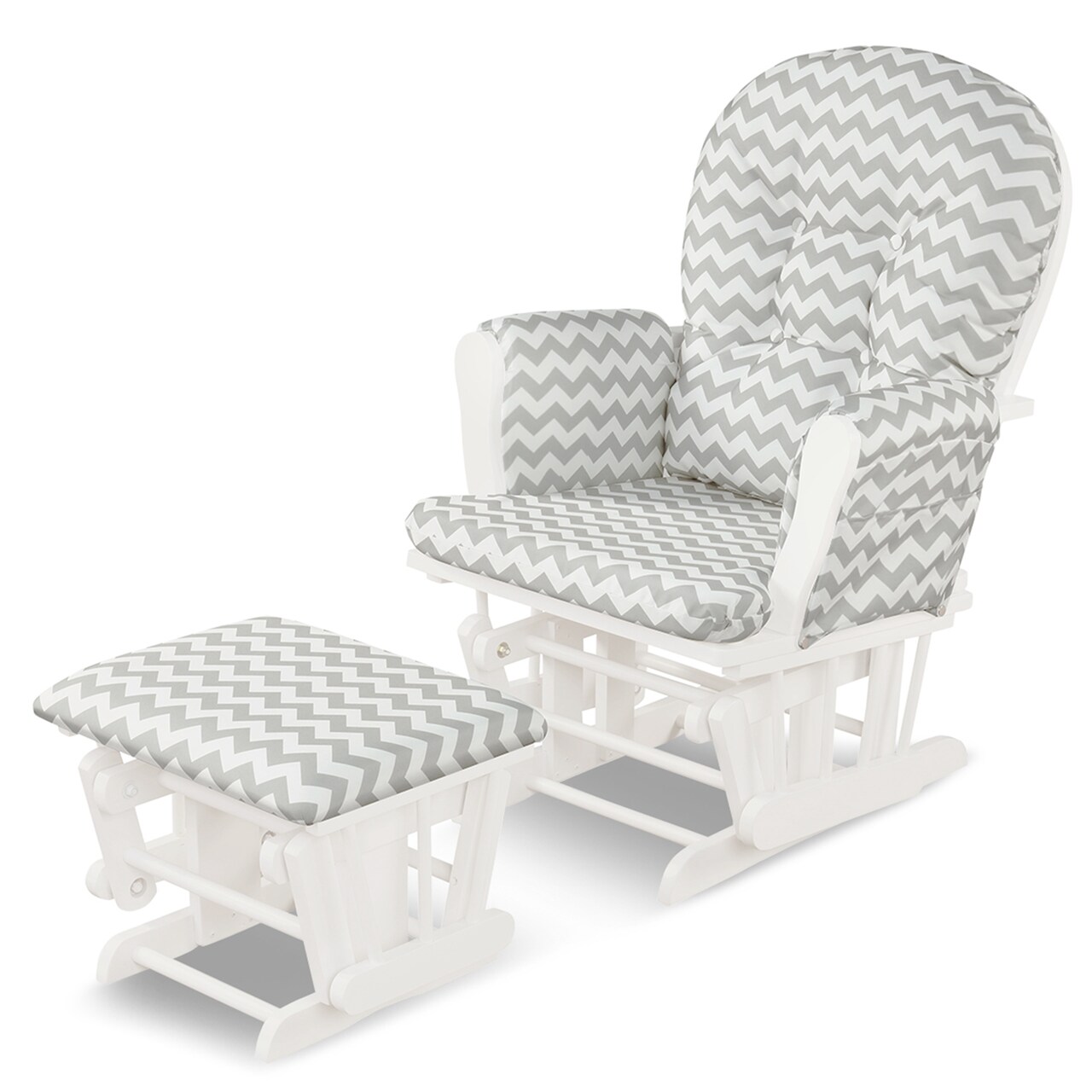 Costway Glider and Ottoman Cushion Set Wood Baby Nursery Rocking Chair Beige/Brown/Dark Grey/Light Grey/Pink/Grey